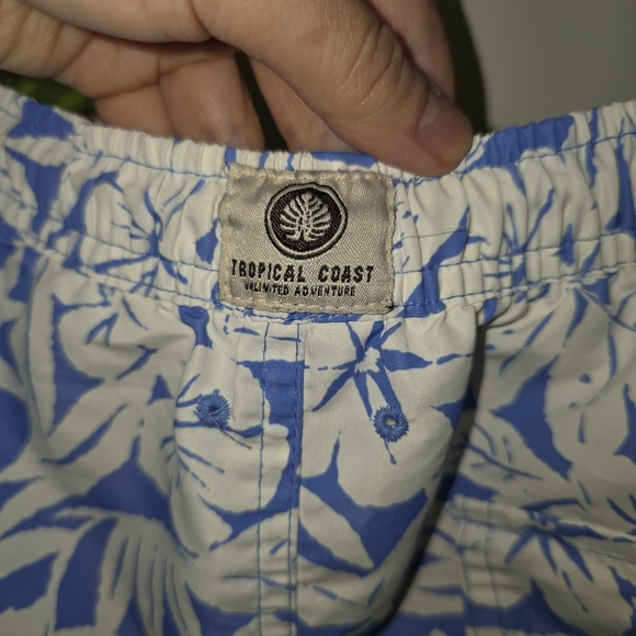 Zara Kids Blue and White Floral Swim Trunks Swimshorts 11-12 Years Old - Picture 5 of 6